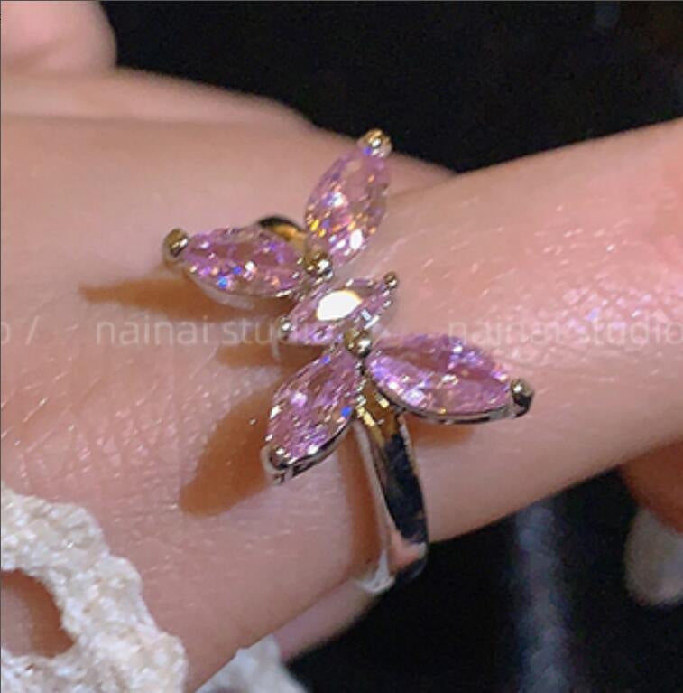 Pink Diamond Bow Heart Ring
