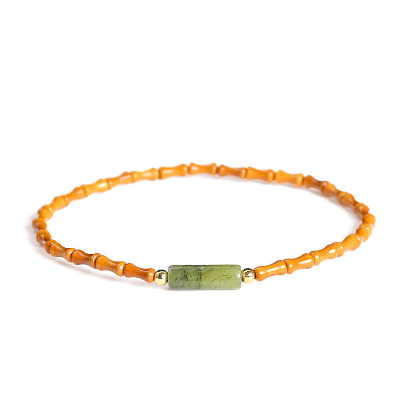Pulsera fina de cuentas de bambú y hueso de aceituna