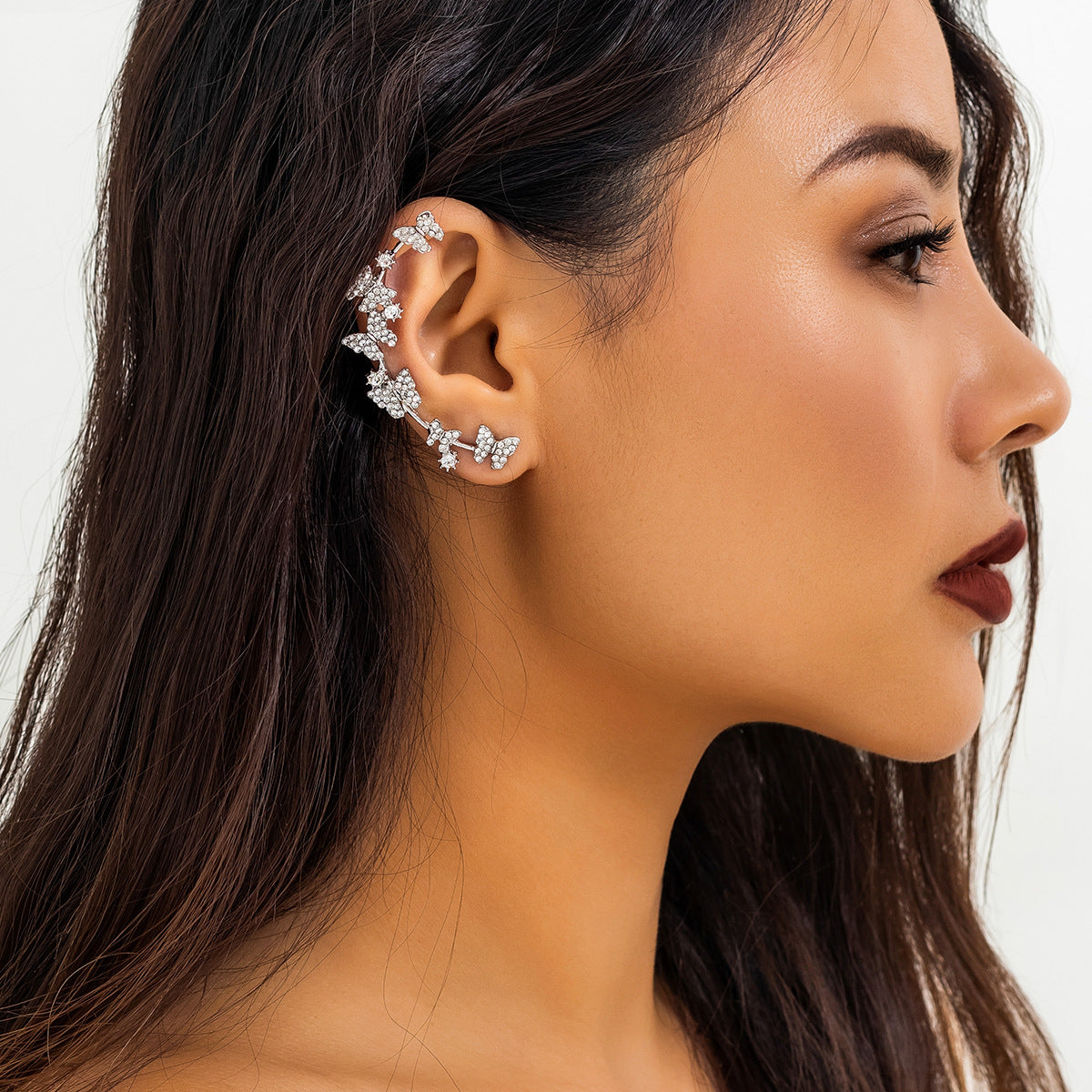 Temperament full drill retro stud earrings ear bone clip
