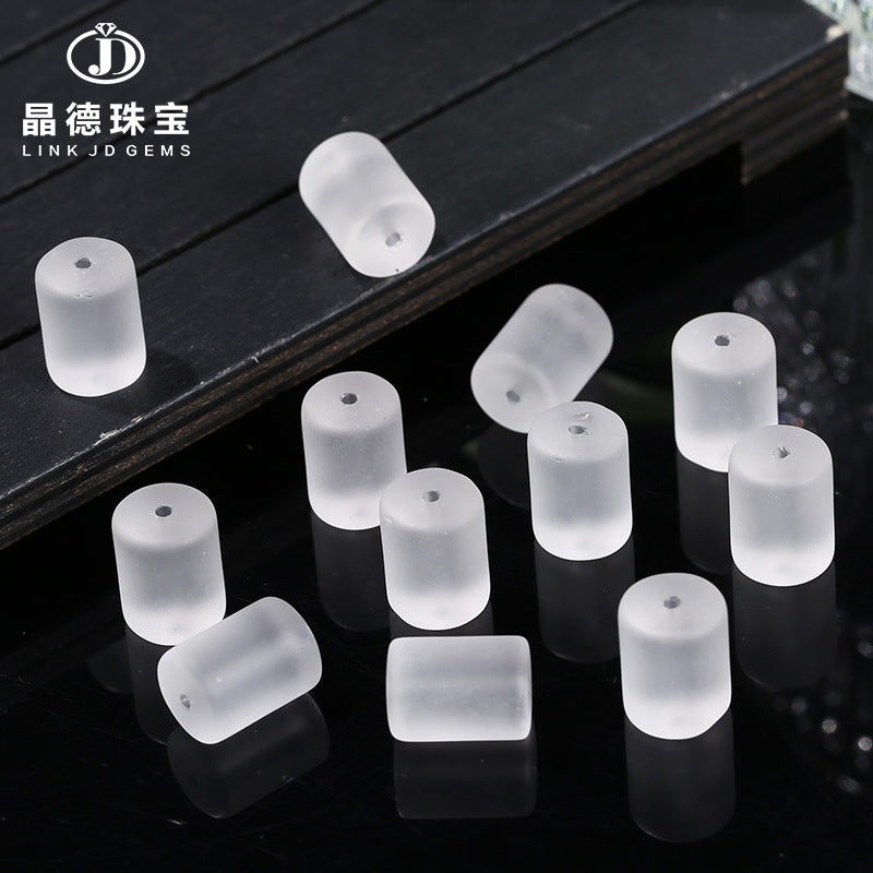 10 * 14 mm cuentas sueltas de tubo redondo de vidrio blanco y negro esmerilado