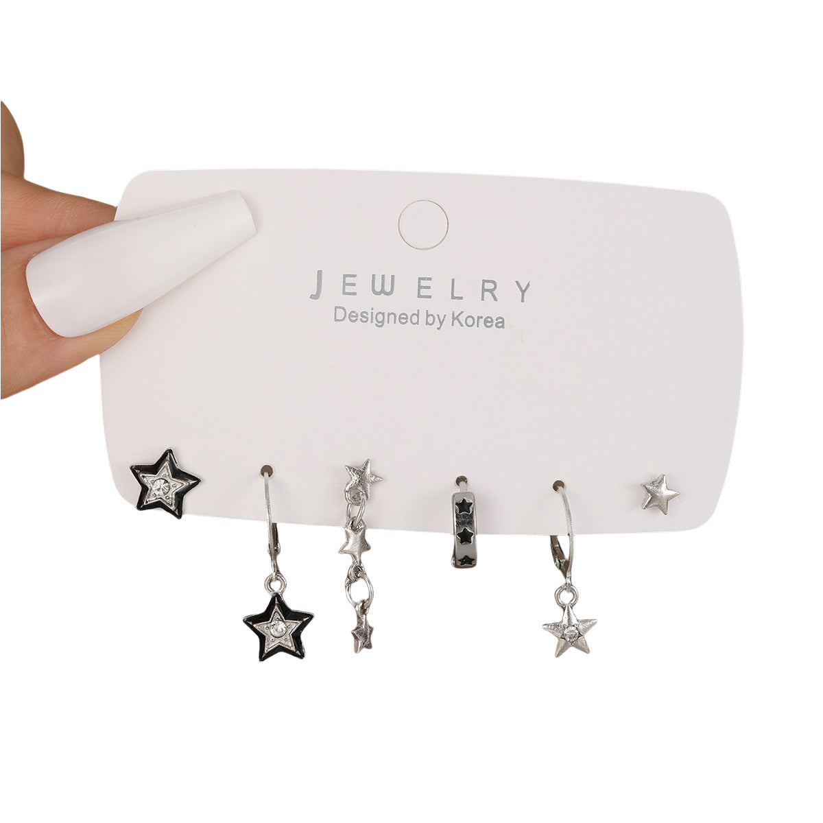 Sweet Cool Star Rhinestone Earring Set (6-Piece)