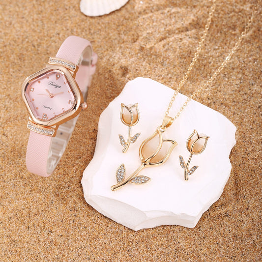 Watch Pearl Bracelet Tulip Star Moon Jewelry Set
