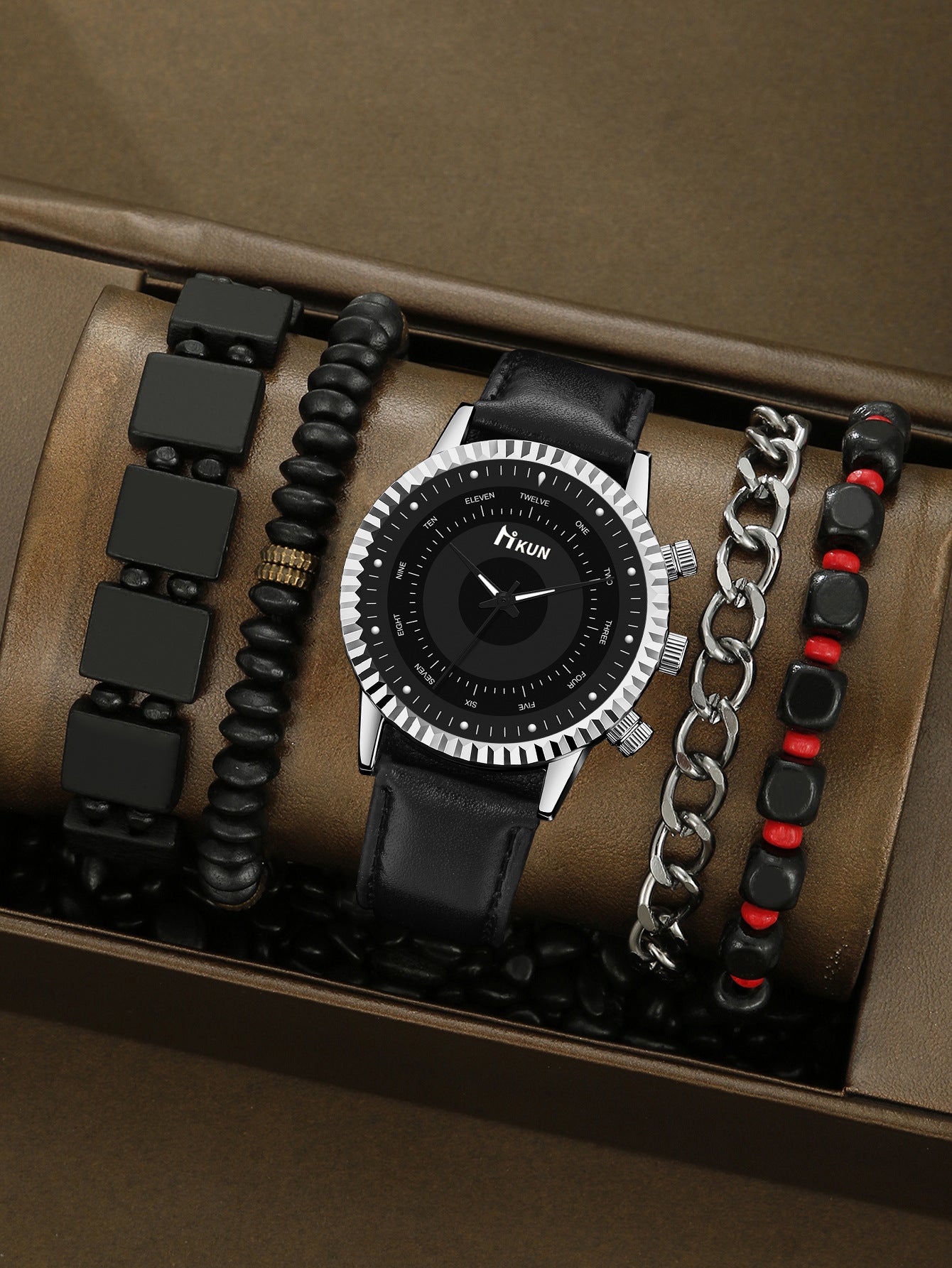Men's Watch Sports Bracelet Knitted Set