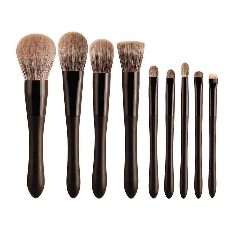 9-Piece Ebony Wood Animal Hair Makeup Brush Set