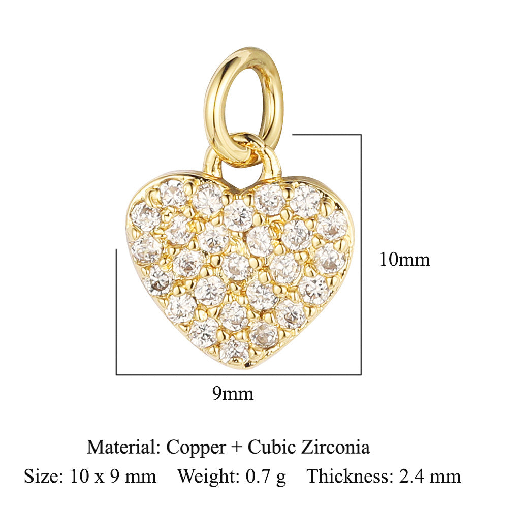 Colgante de cobre y circonita con forma de llave y candado en forma de corazón de melocotón