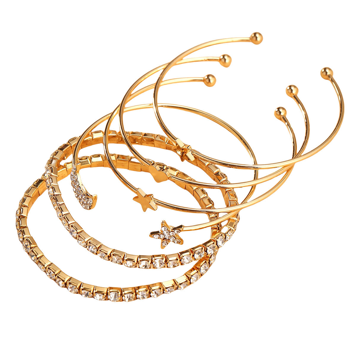 Sparkling Star Moon Bracelet Set