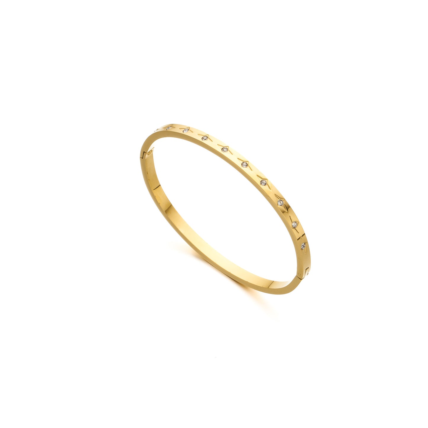 Women's Titanium Steel 18K Gold-Plated Half-Circle Bracelet with Diamond Buckle — Non-Fading