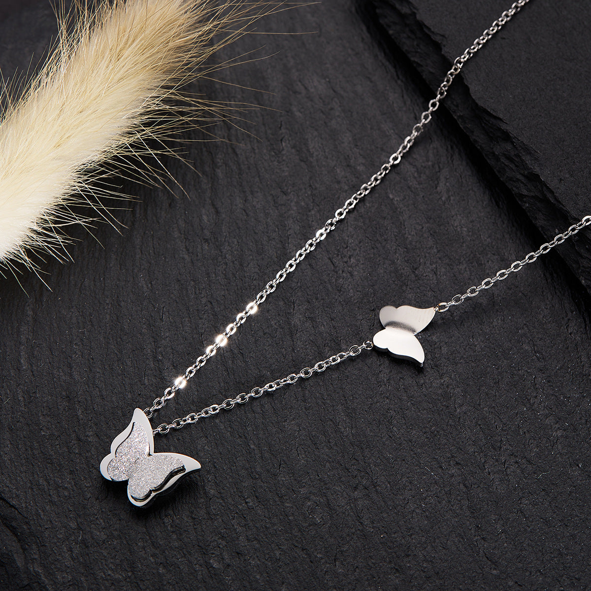 Silver Titanium Steel Necklace Strip