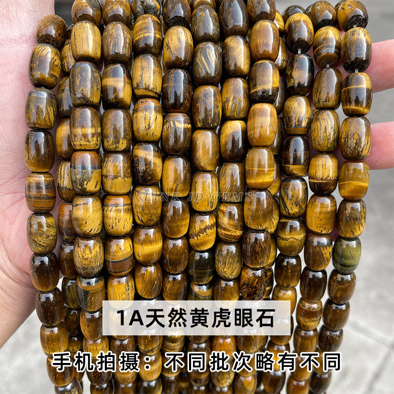 Espaciador de cuentas de barril de piedra de ojo de tigre amarillo natural de 10 * 14 mm