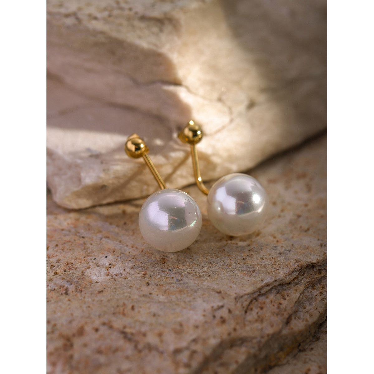 16k gold stainless steel pearl earrings