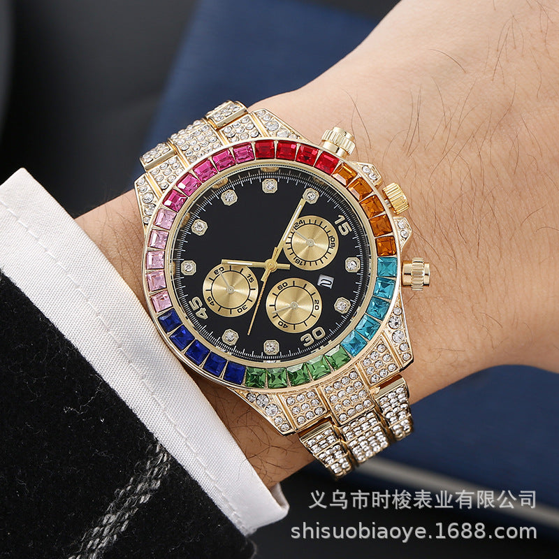 Reloj para hombre con esfera romana y diamantes de imitación