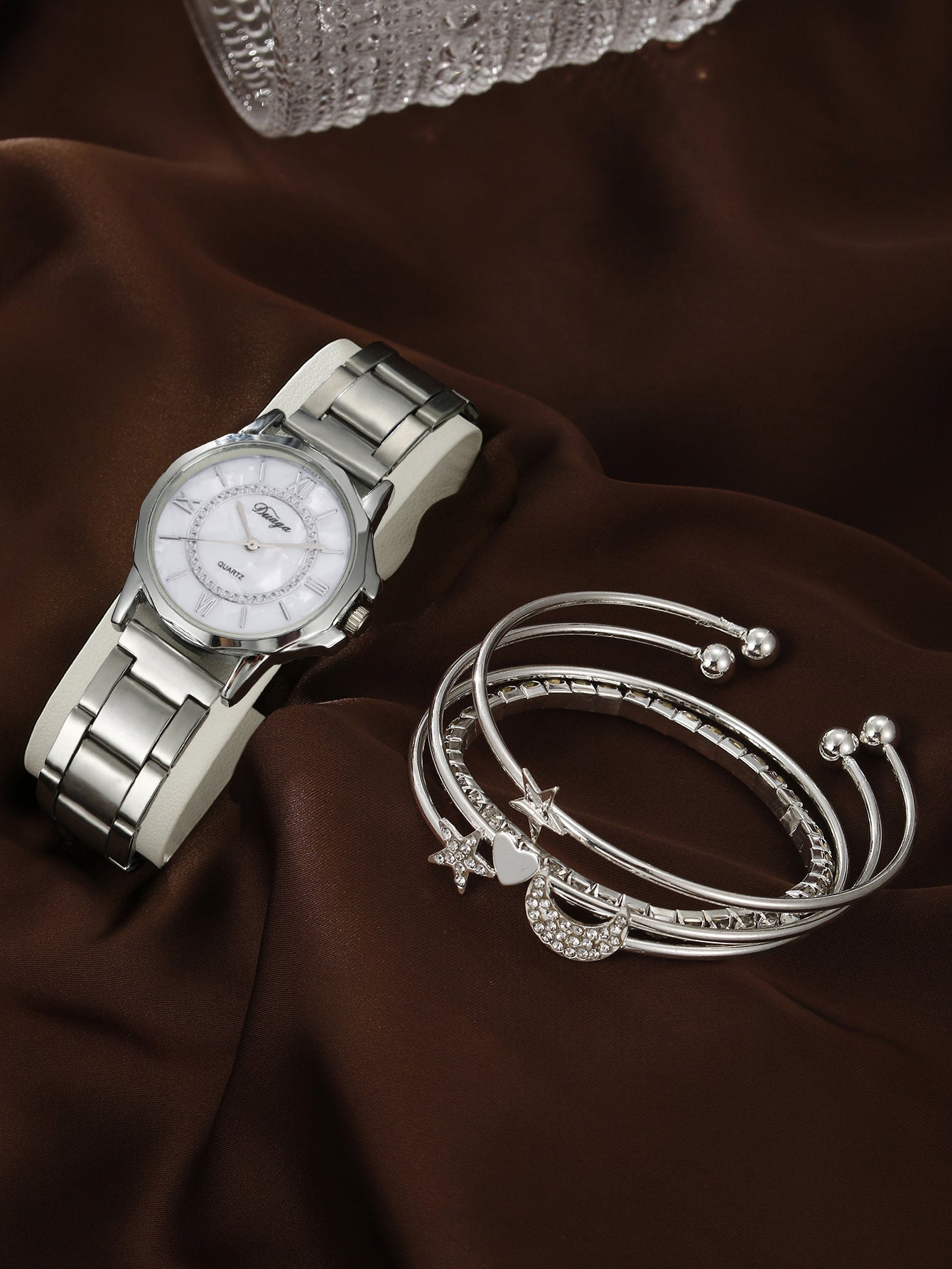 Quartz Watch Rhinestone Alloy Peacock Jewelry Set