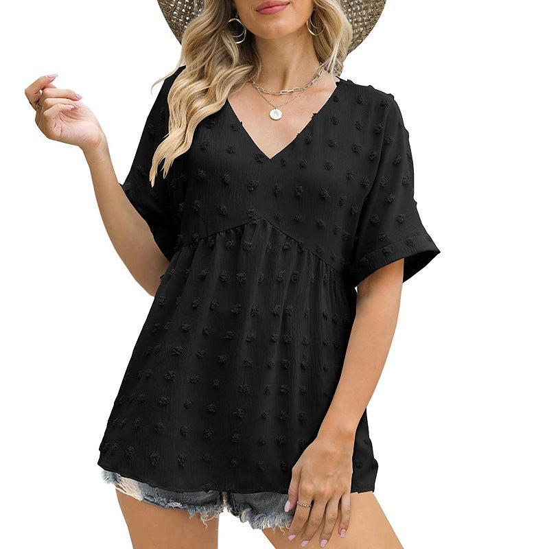 Shrinking mid-sleeved chiffon top