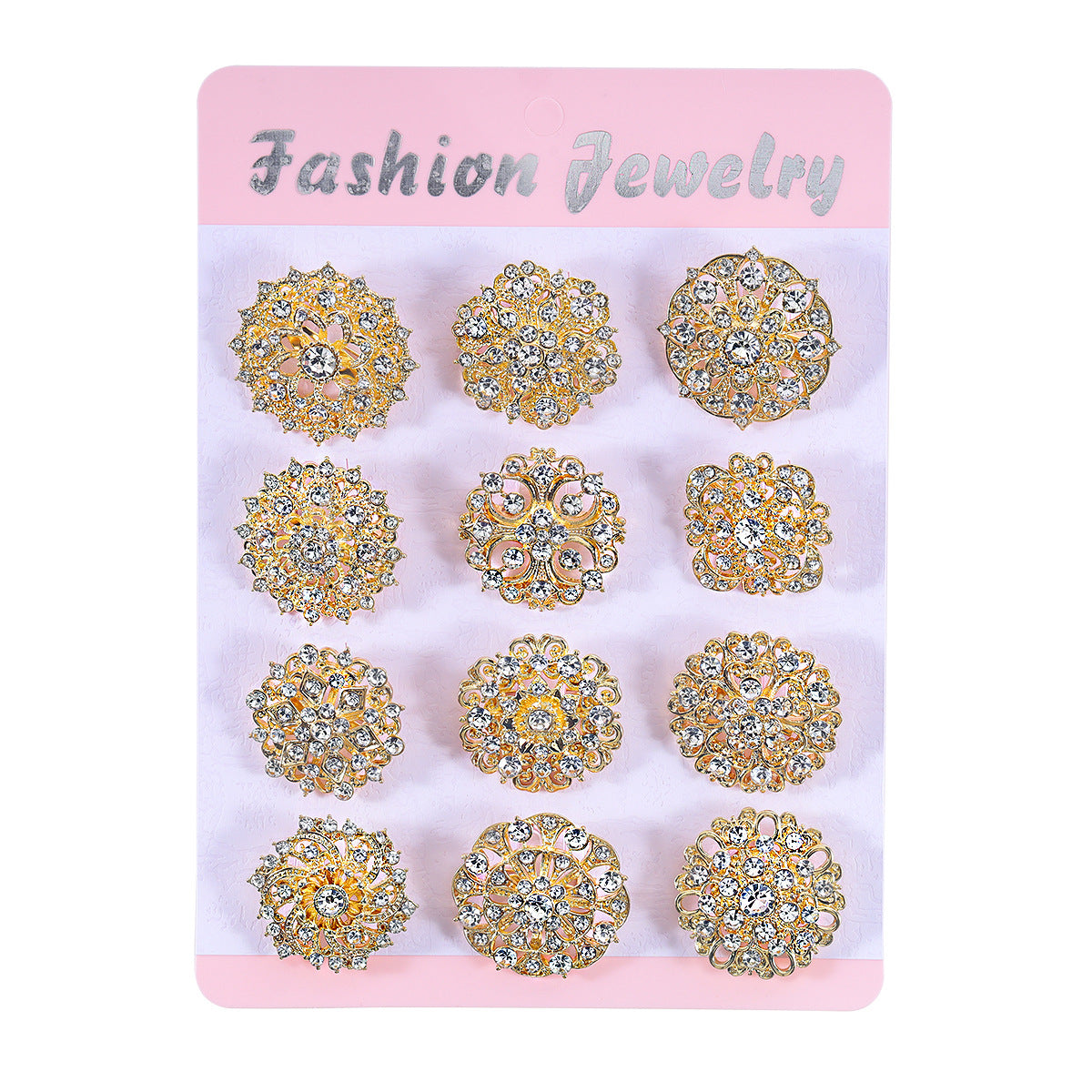 Rhinestone Card Brooch