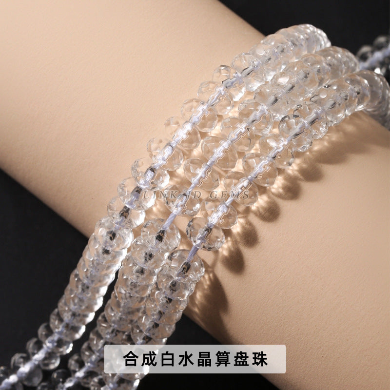 White crystal cut abacus beads loose beads