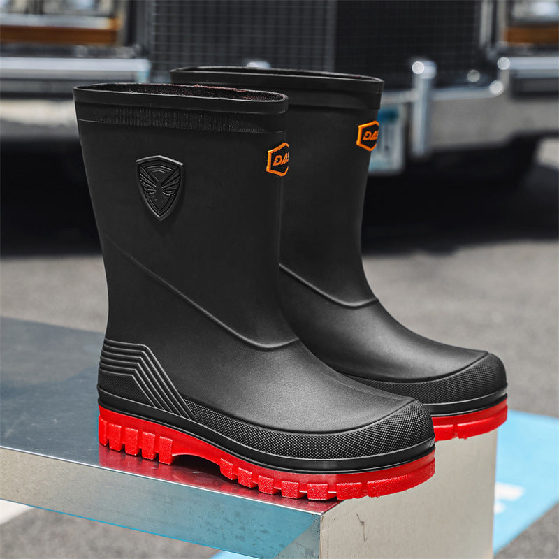 Rain shoes men's medium tube versatile thick sole