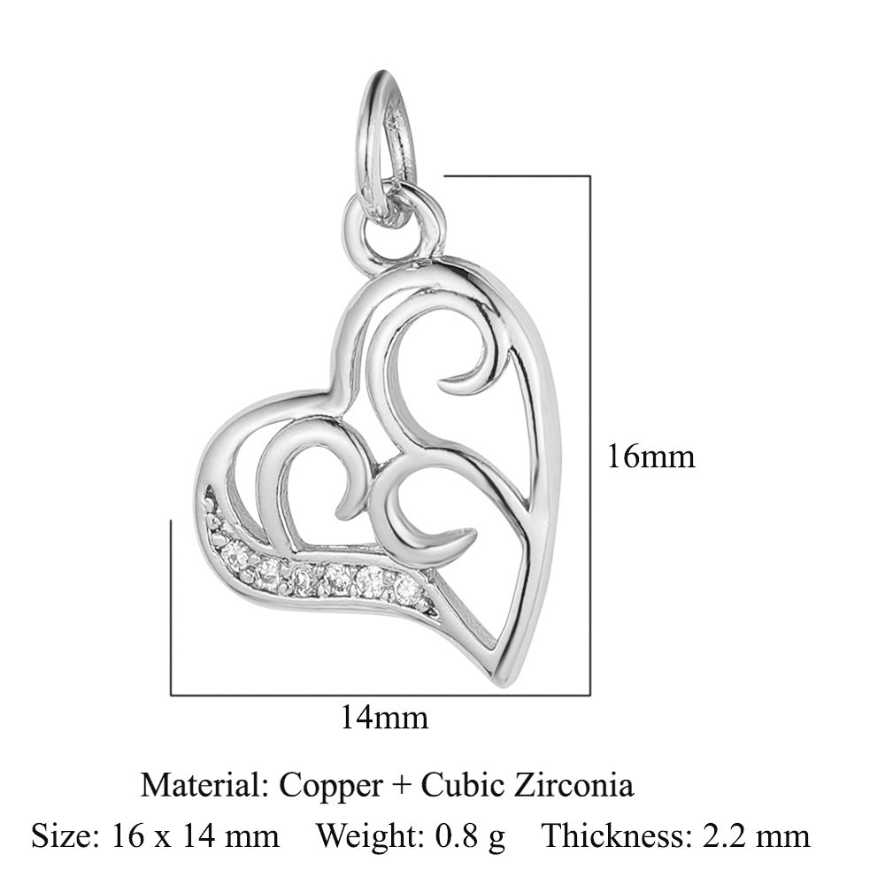 Colgante de cobre y circonita con forma de llave y candado en forma de corazón de melocotón
