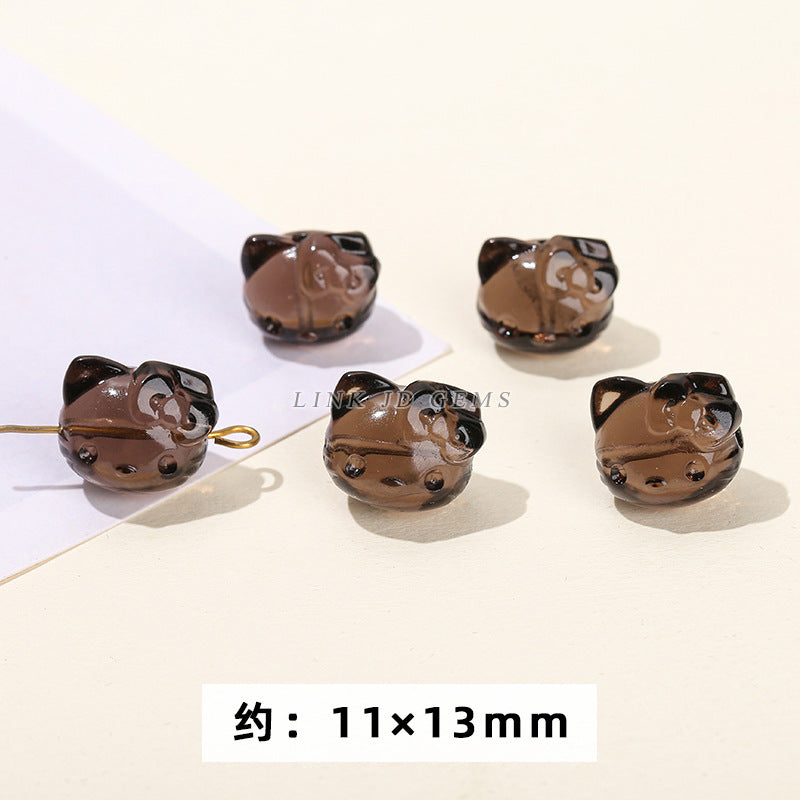Obsidian carving ice obsidian nine-tailed fox loose beads