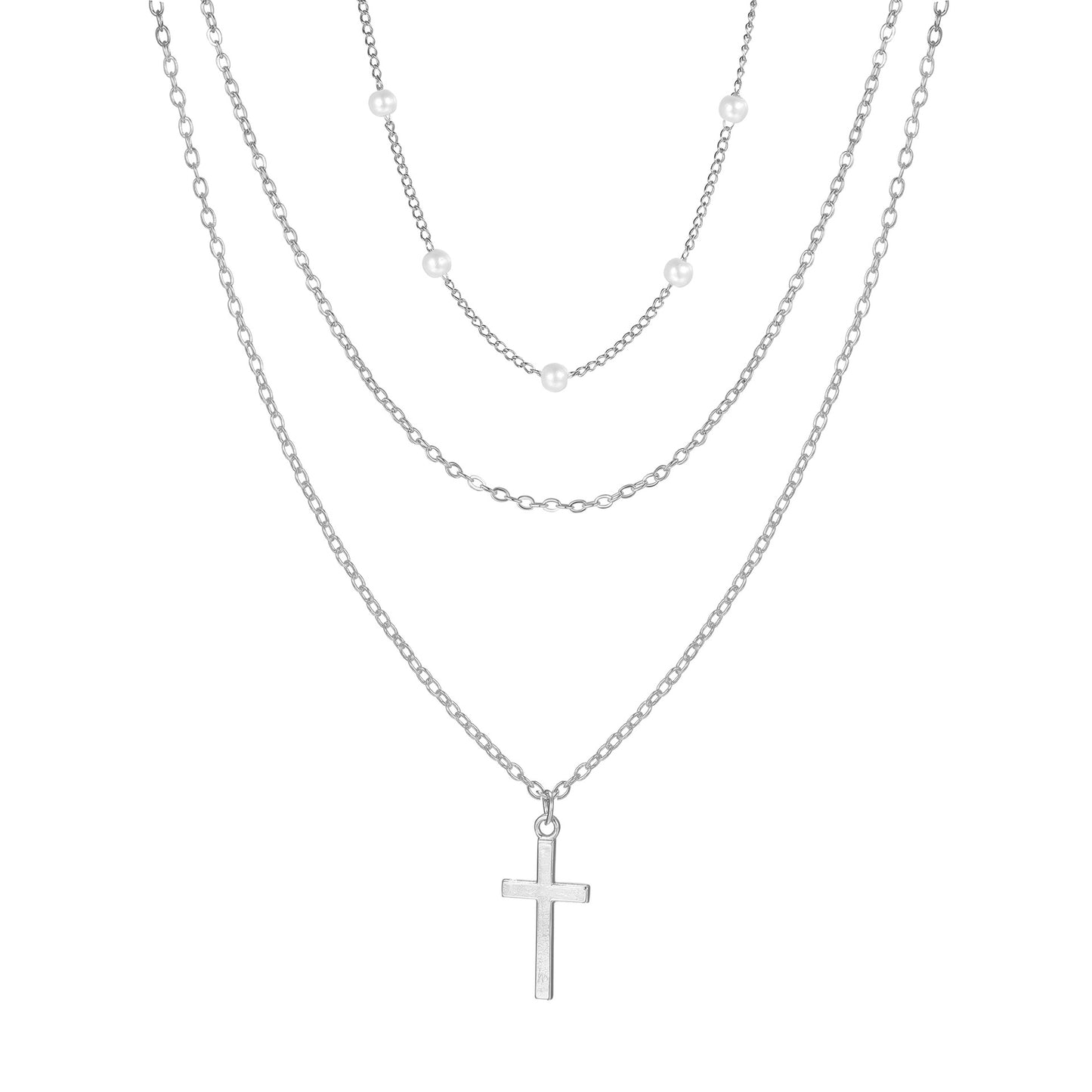 Pearl Cross Necklace Set