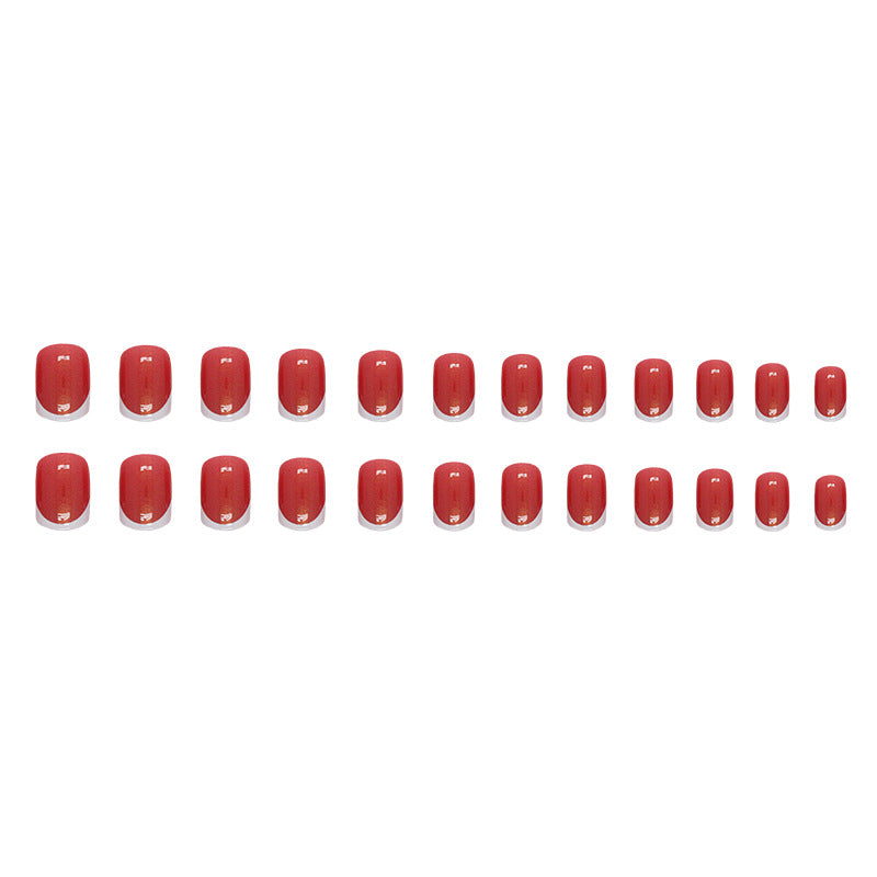 Uñas postizas francesas Aurora cortas en rojo y blanco