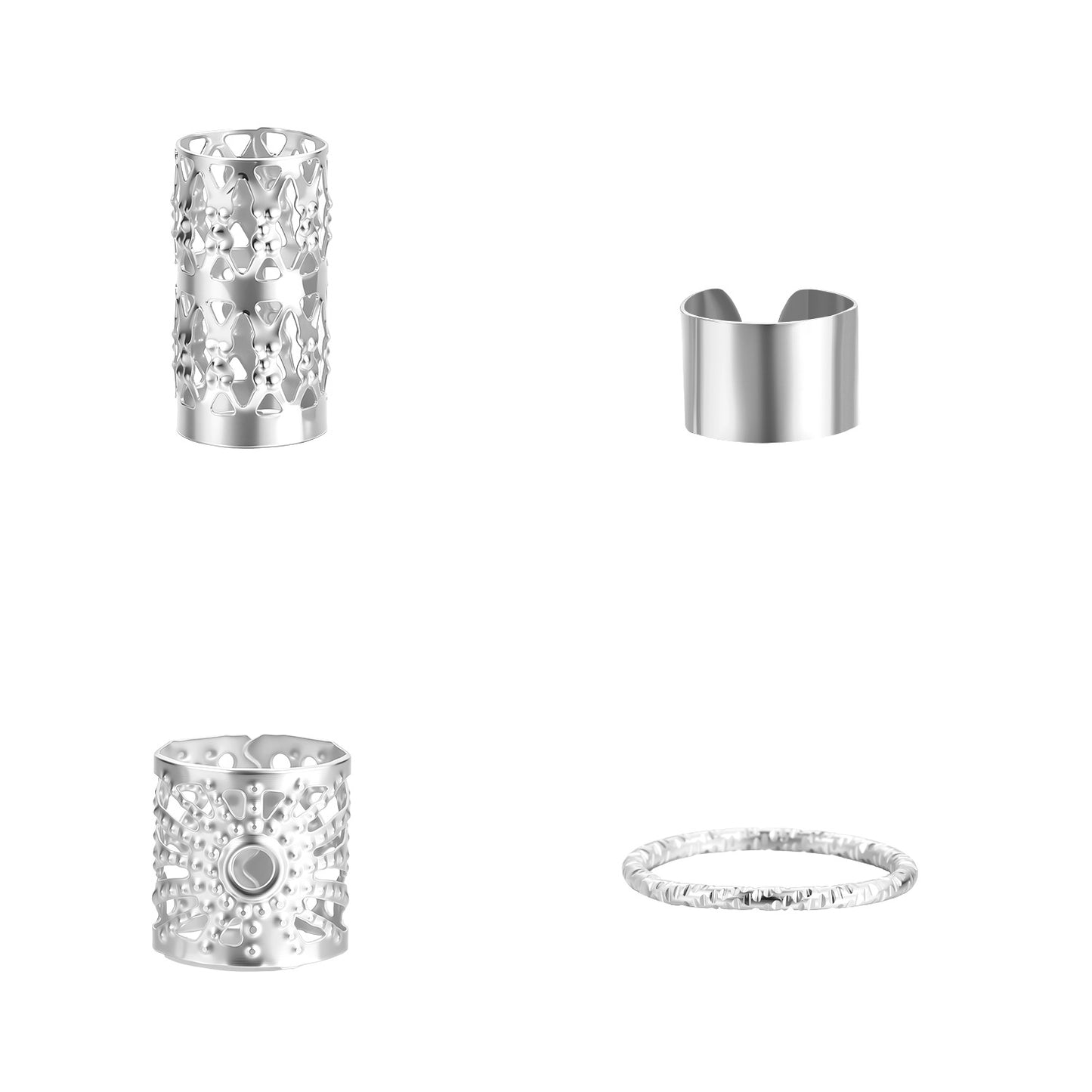 40Pcs Silver Heart Dreadlock Rings