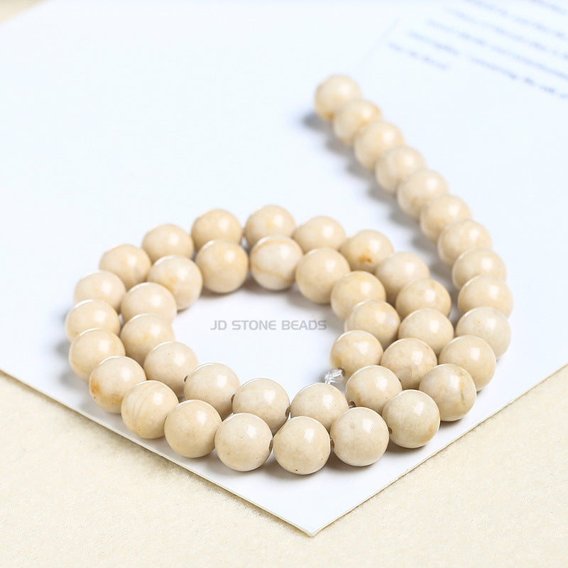 White fossil loose beads DIY jewelry accessories