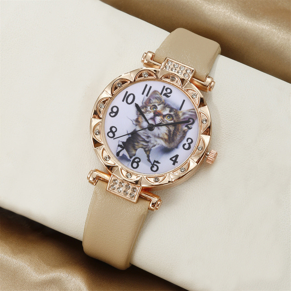 Cute cat watch pearl butterfly jewelry set