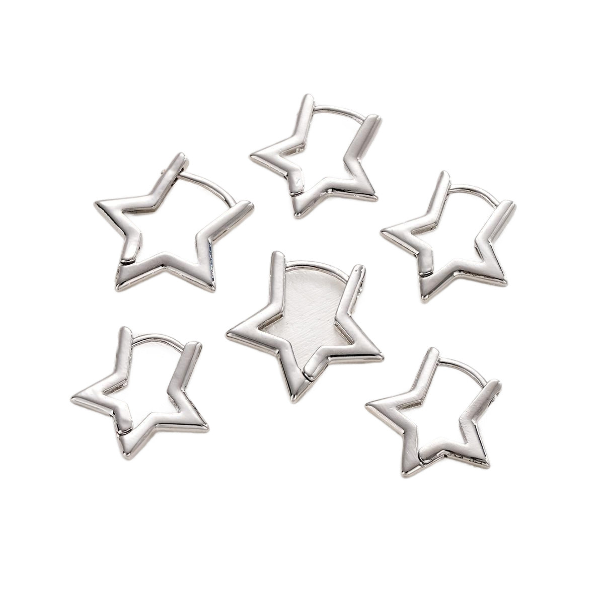 3 Pairs Five-Pointed Star Metal Earrings