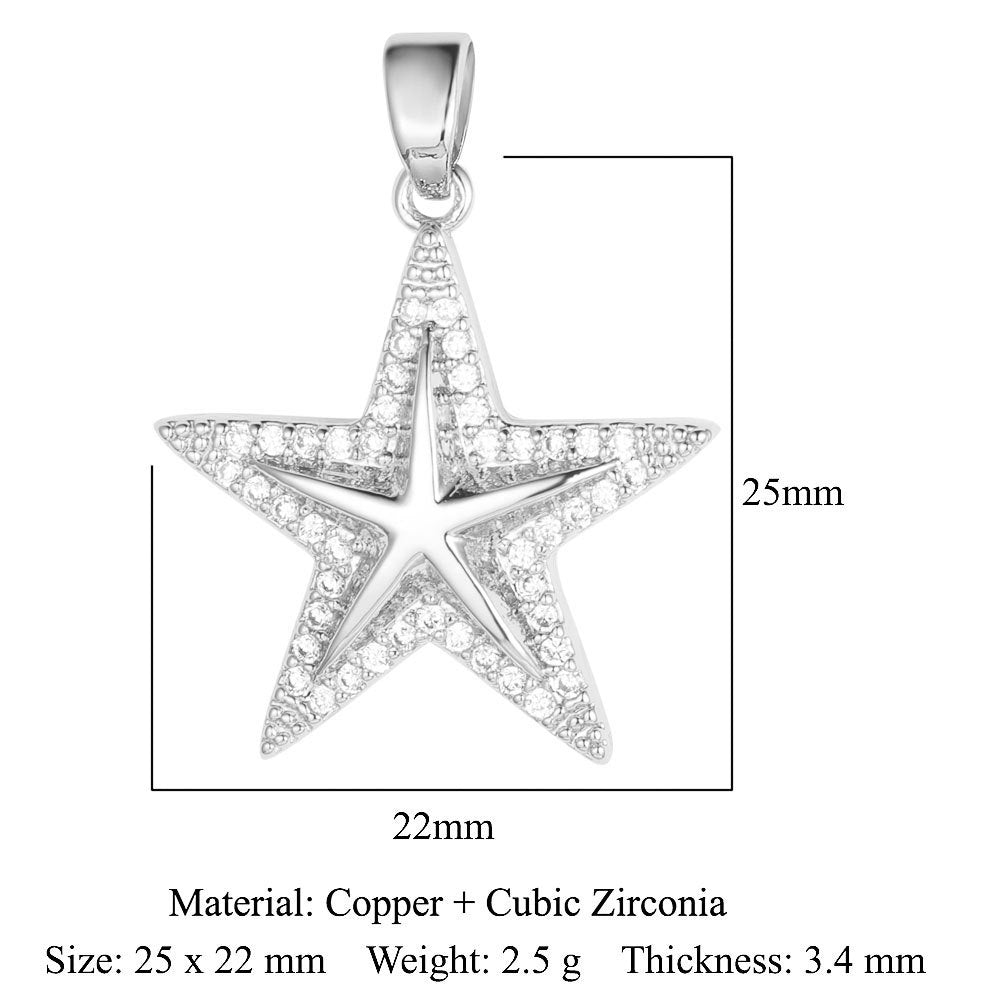 Colgante de cobre y circonita con forma de sol, luna y estrellas