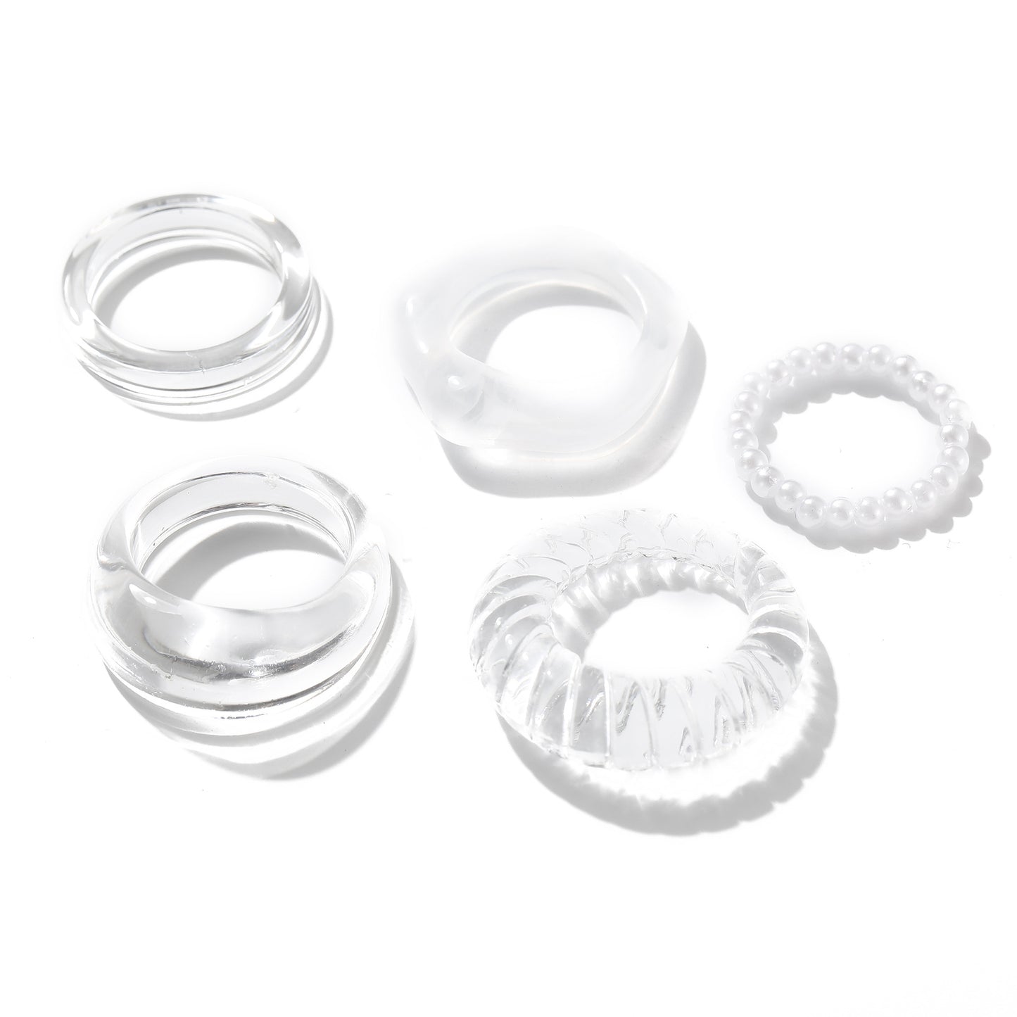 Ring set 5 pieces resin transparent