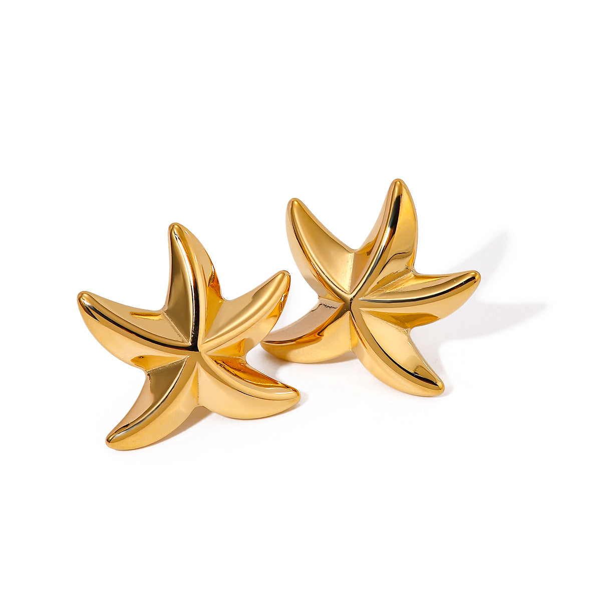 16k gold five-pointed star earrings