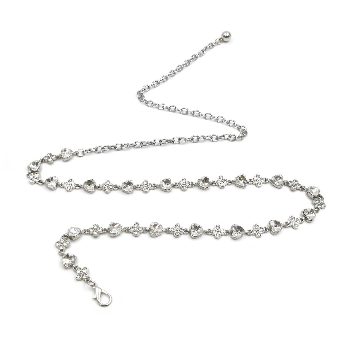 Silver Diamond Pearl Waist Chain