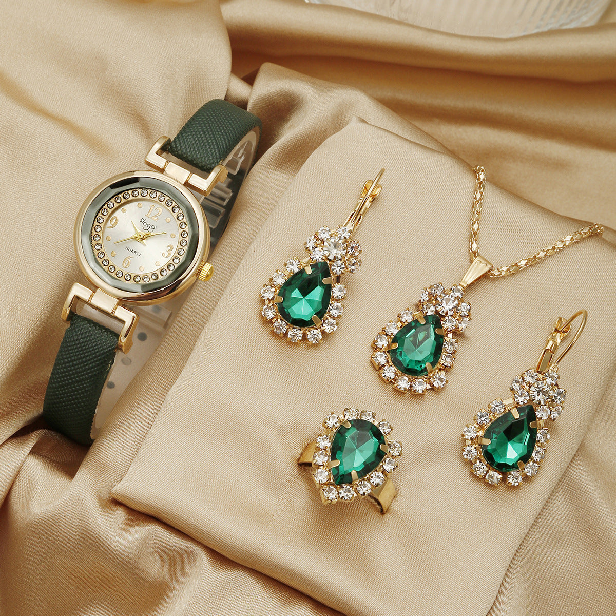 Quartz watch jewelry set