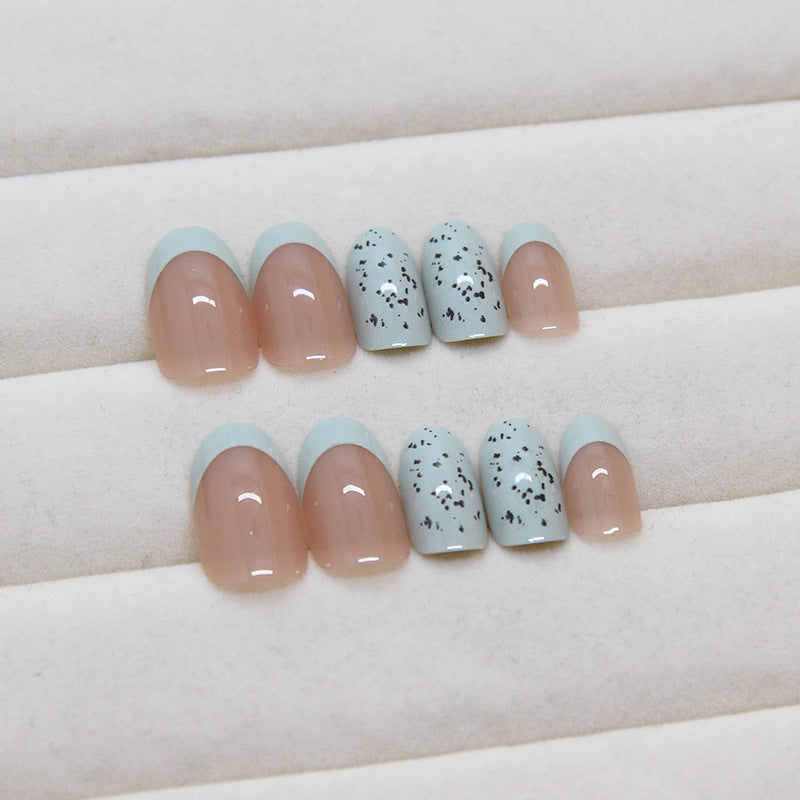 Wearable Mint Dot Removable French Nail Stickers 24 Pieces