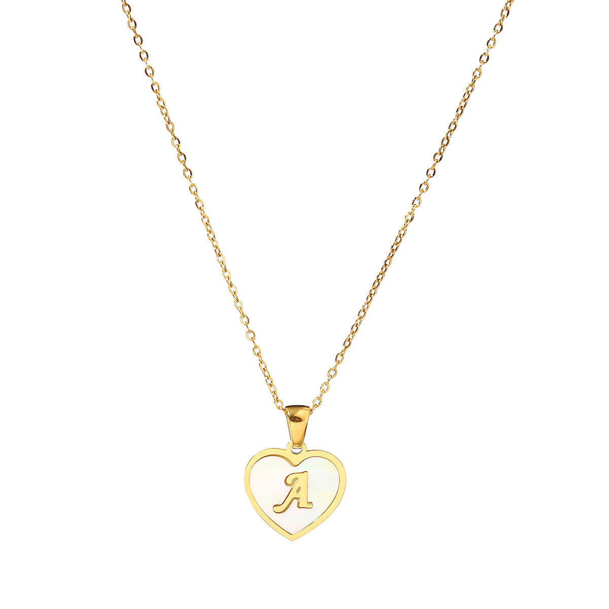 Titanium steel heart-shaped 26 English letter necklace