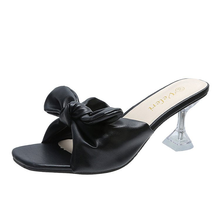 Crystal high-heeled slippers