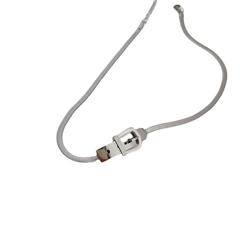 Women's Metal Belt-Buckle Snake Bone Clavicle Necklace
