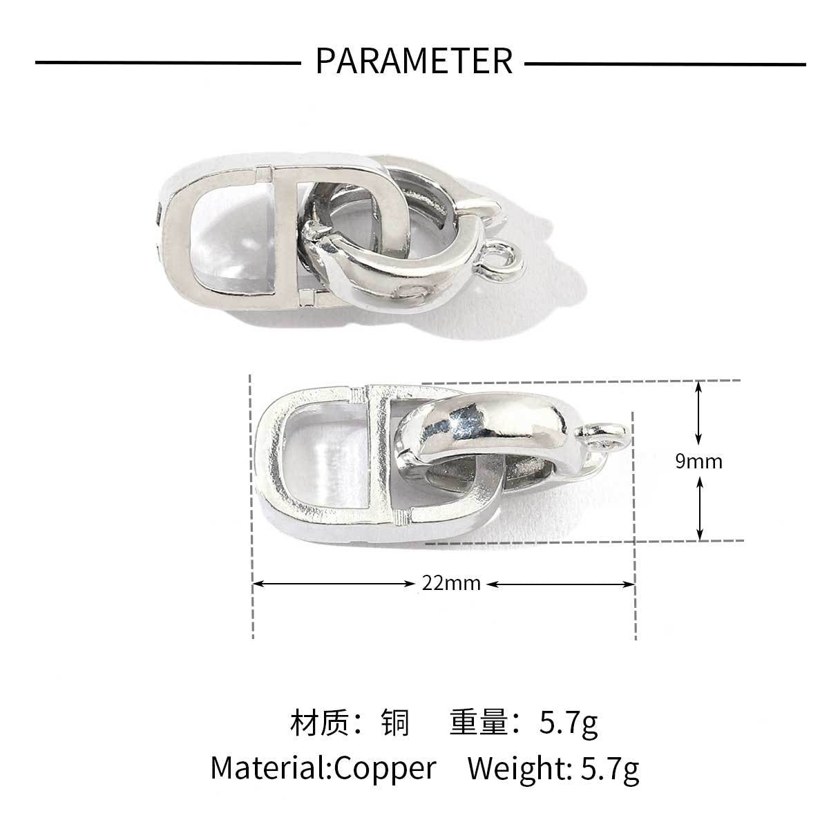 18K real gold copper zircon detachable connecting buckle