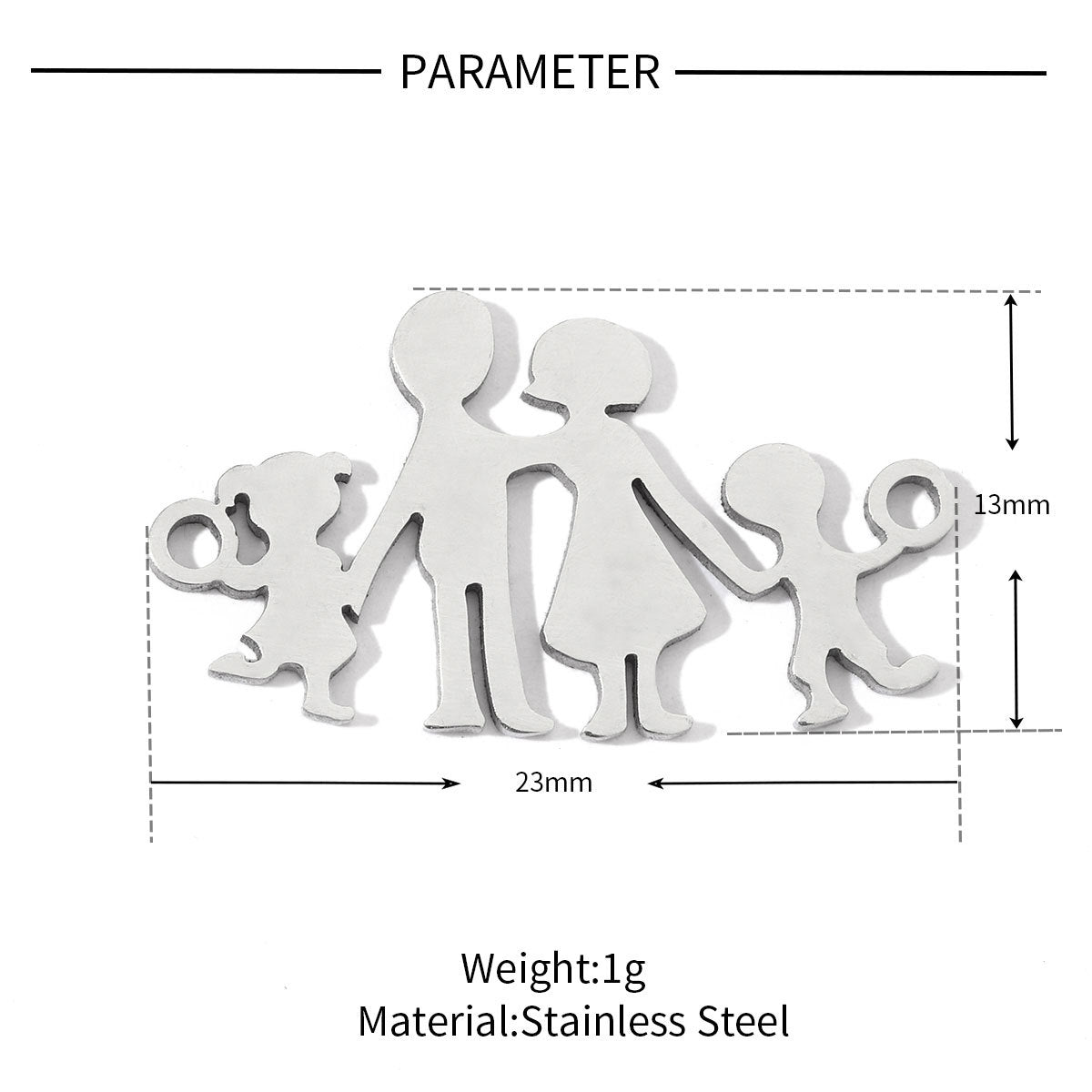 20 pcs/bag boy girl family titanium steel d pendant