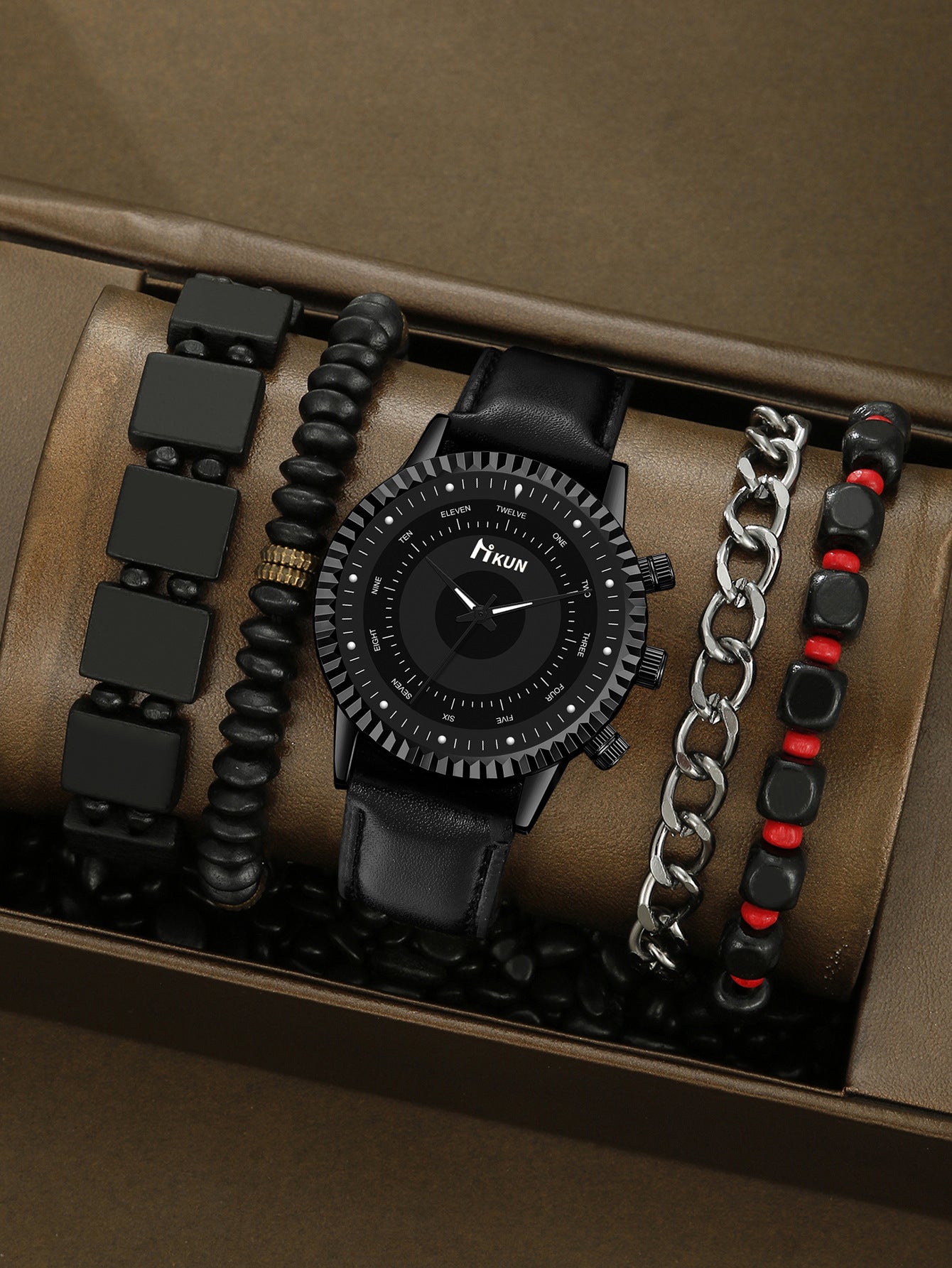 Men's Watch Sports Bracelet Knitted Set