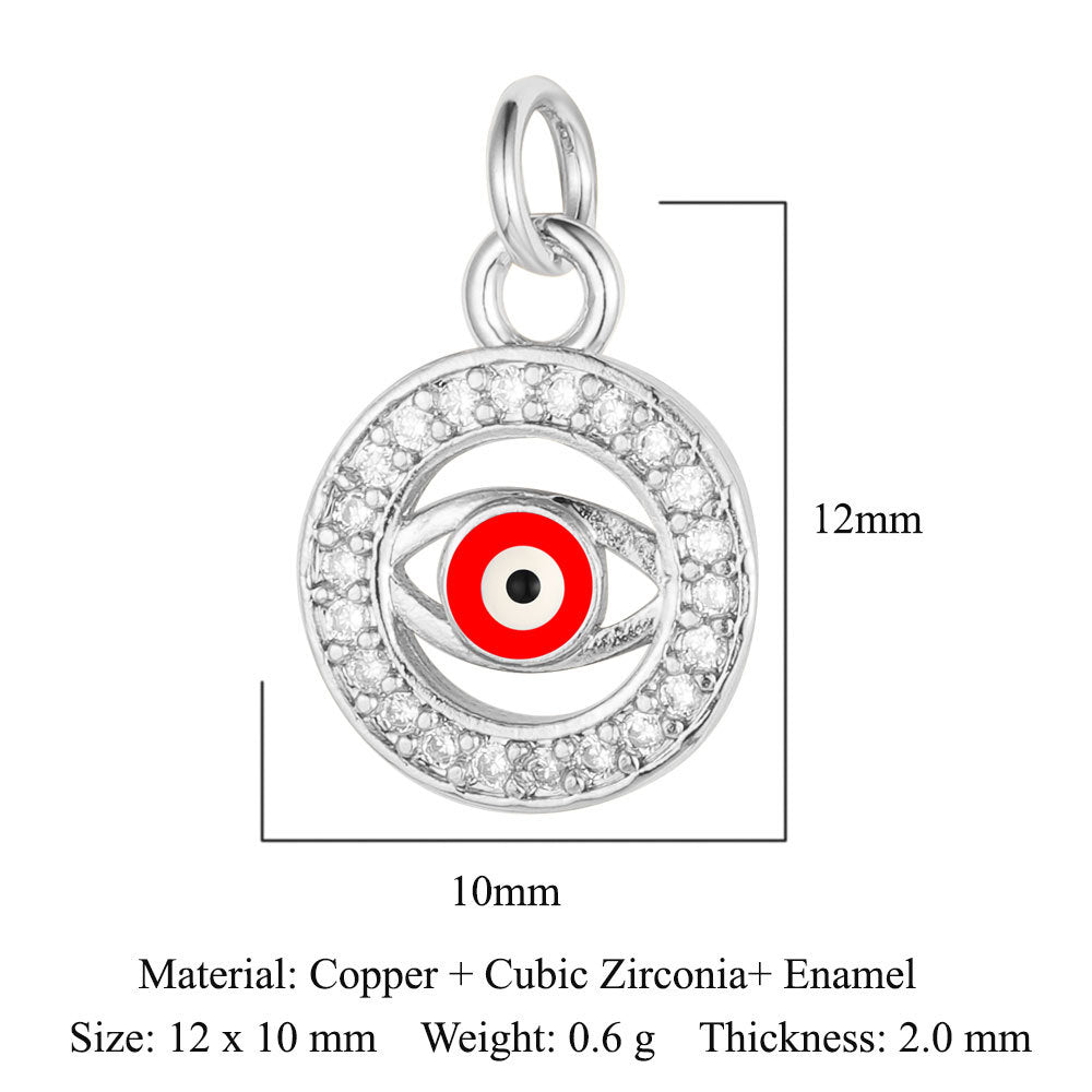Colgante de cobre y circonita con forma de ojo del diablo y siete cuentas