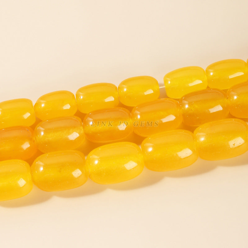 Optimized yellow chalcedony bucket beads loose beads