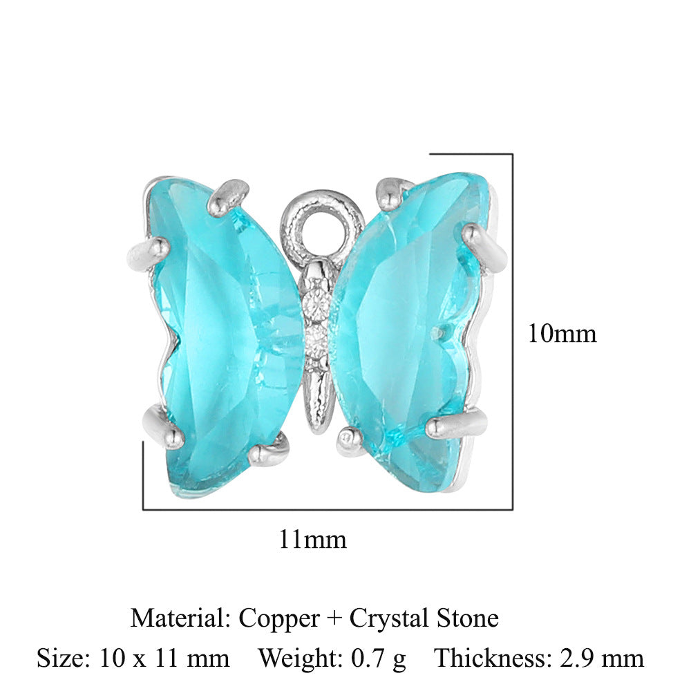 Colgante de cristal de cobre con forma de mariposa y gota de agua