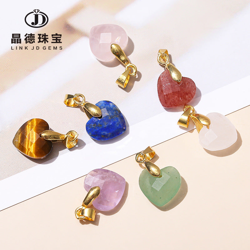 Colgante de corazón de amor tallado en cristal natural de 12 mm