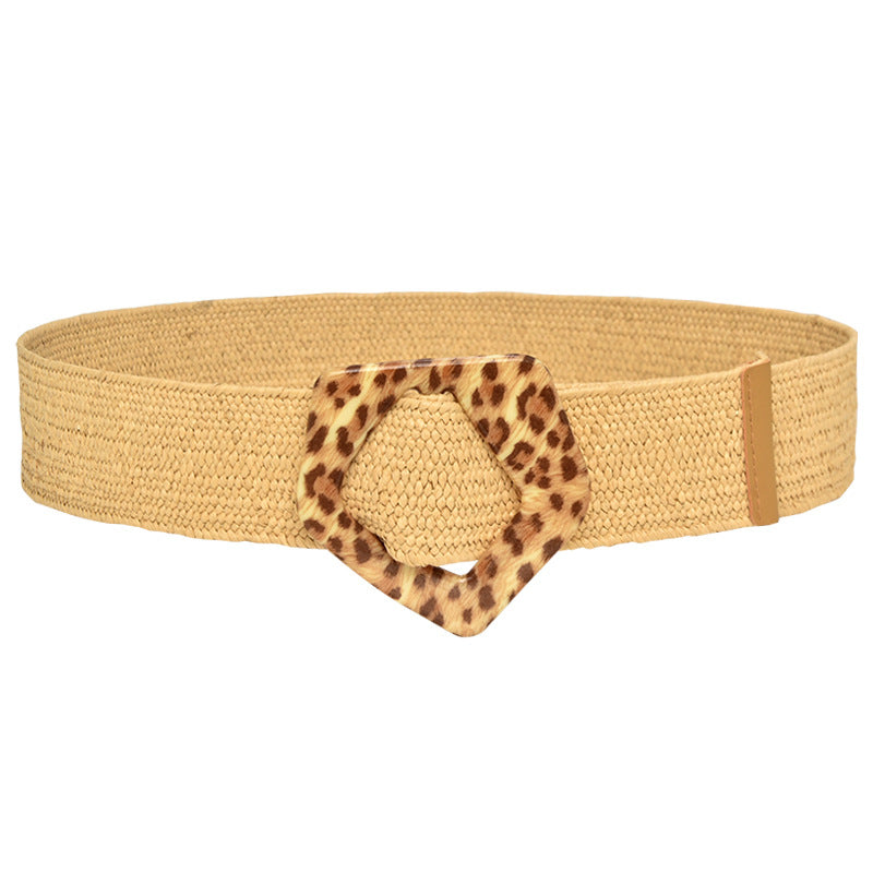 Round Braided Resin Buckle Ladies Belt
