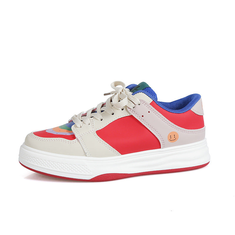 Zapatillas con plataforma de piel con bloques de color arcoíris