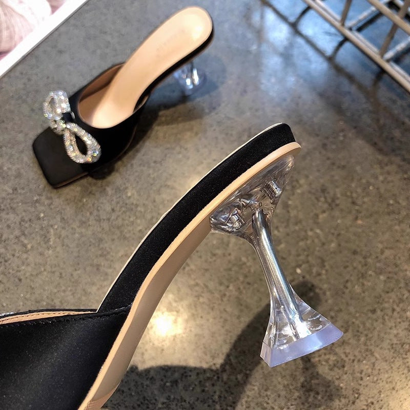Stereo-heeled rhinestone heels for women