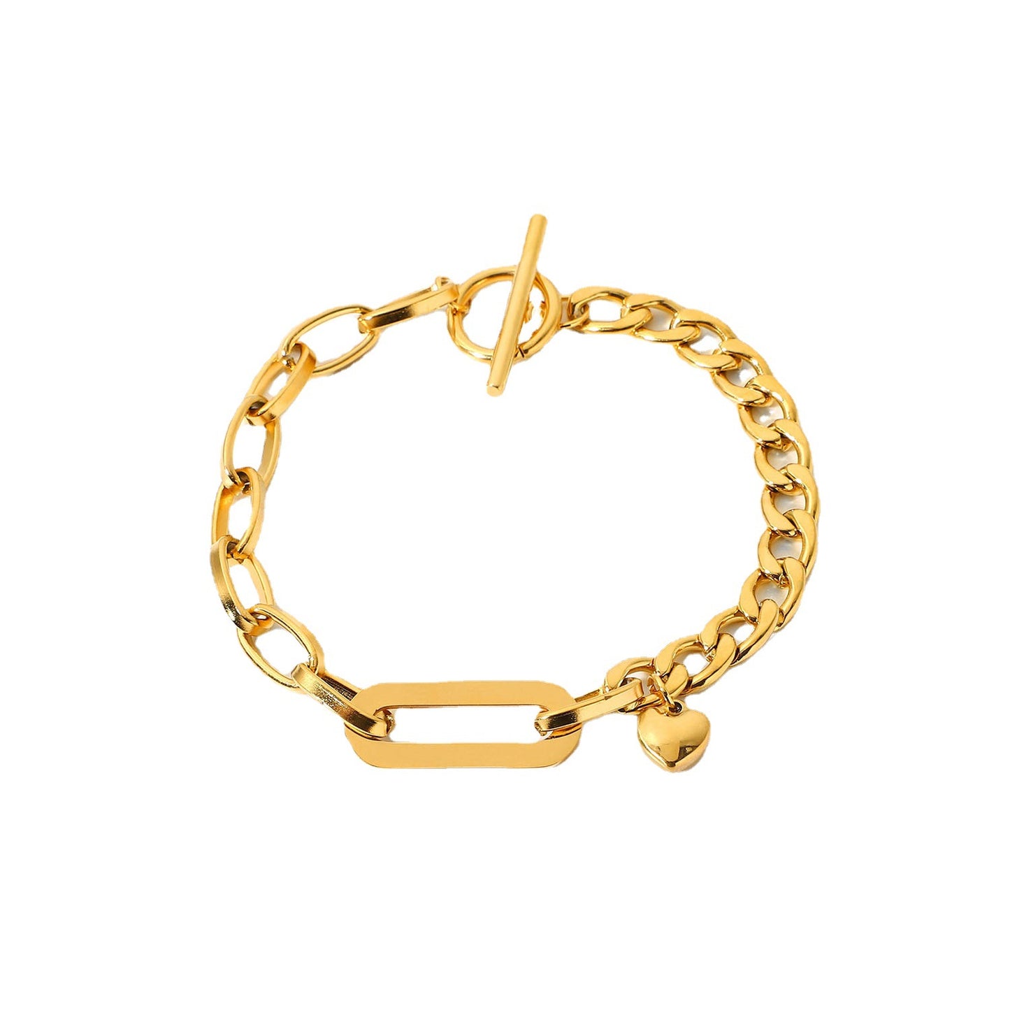 Pulsera con hebilla OT y colgante de corazón pequeño