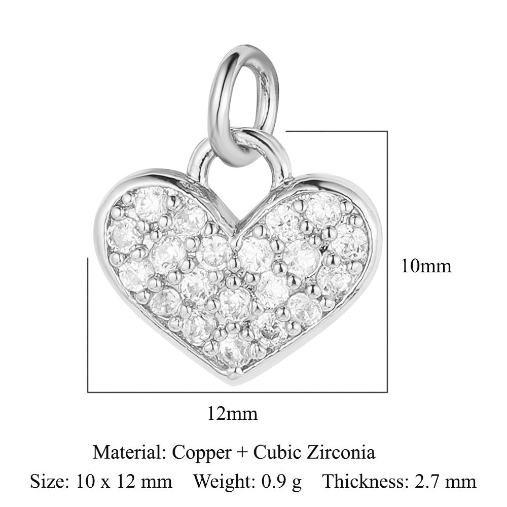 Colgante de cobre y circonita con forma de llave y candado en forma de corazón de melocotón