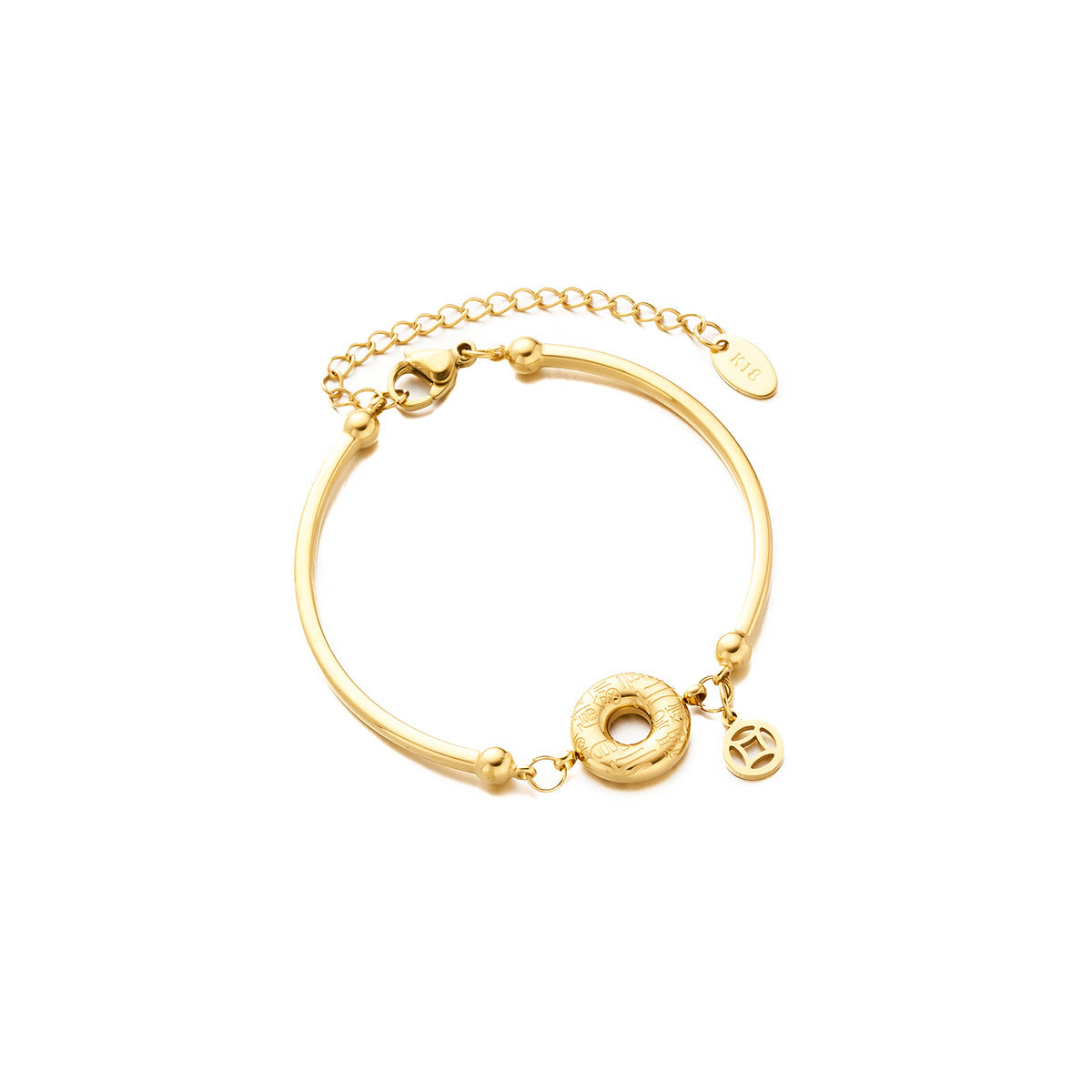 Women's 18K Gold-Plated Titanium Steel Lucky-Character Safety-Buckle Bracelet